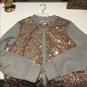 Justice gray jacket with gold sequins